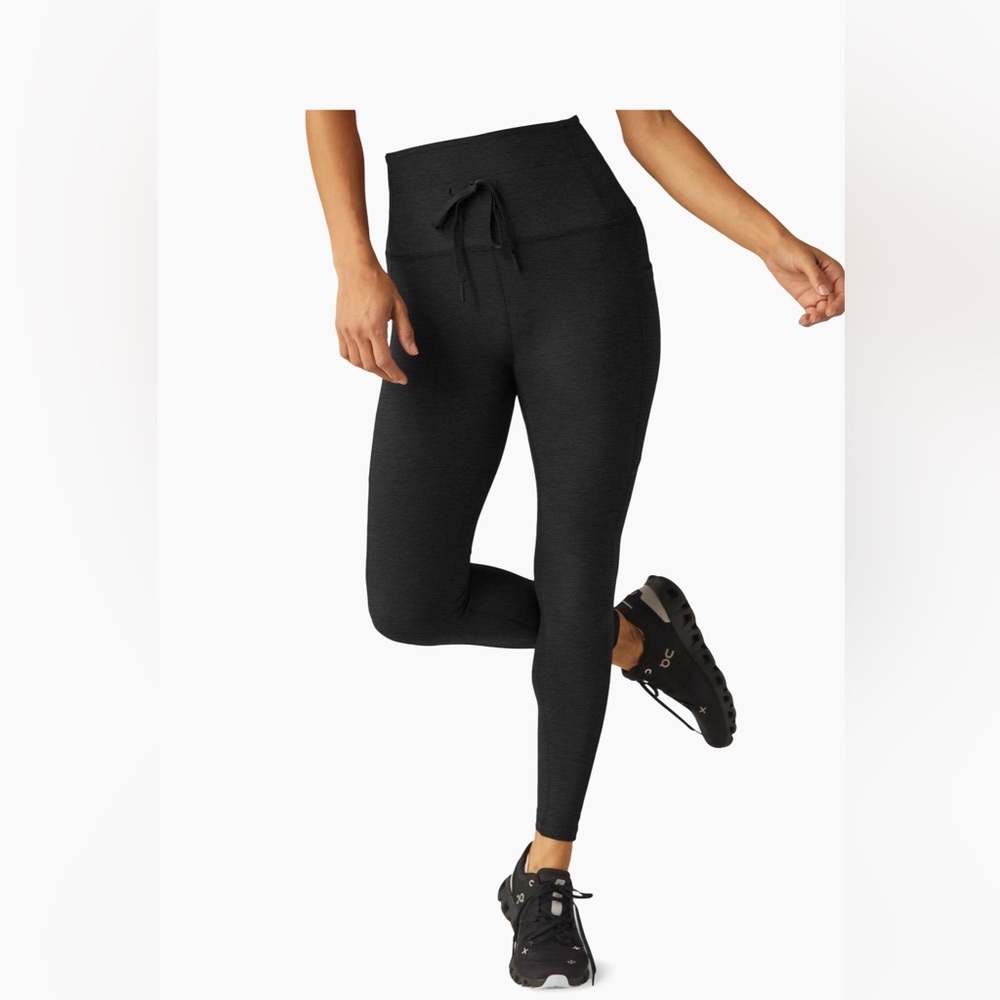 NWT Beyond Yoga Spacedye Go Pocket Midi Leggings Black Darkest Night XS $108